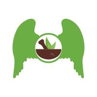 pharmacie médical logo harbal Naturel biologique vecteur avec ailes illustration