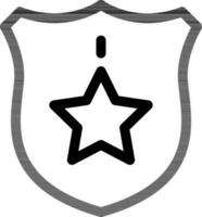 étoile bouclier icône ou symbole dans noir mince ligne art. vecteur