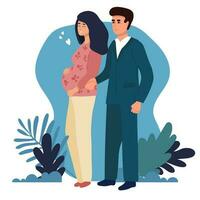 futur parents, Enceinte femme. enfant attente, content famille concept. bannière à propos grossesse et allaitement maternel. vecteur illustration