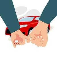 mains couple avec rouge voiture conception vecteur illustration