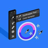 outils panneau. pipette outil dans raster graphique éditeur. Couleur échantillonneur isométrique 3d vecteur illustration
