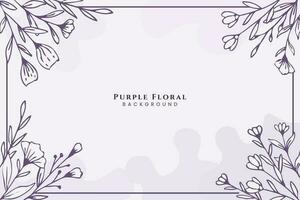 magnifique violet floral Contexte avec main tiré feuilles et fleur frontière sur pastel plat Couleur pour mariage invitation ou engagement ou salutation carte vecteur