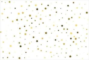 étoiles d'or tombant au hasard sur fond blanc. motif de paillettes pour bannière, carte de voeux, carte de noël et du nouvel an, invitation, carte postale, emballage en papier vecteur