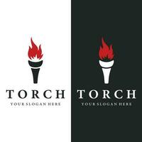 Créatif torche flamme logo template.logo pour entreprise, liberté et concours. vecteur