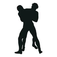 vecteur noir silhouette de une lutteur. lutte, duel, lutte, lutte, combattre. greco romain, style libre, collégial, scolaire, amateur lutte