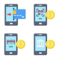 jeu d'icônes de paiement mobile 2 vecteur lié au paiement