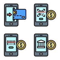 jeu d'icônes de paiement mobile 2 vecteur lié au paiement