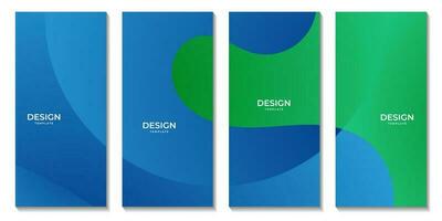 ensemble de brochures abstrait vert et bleu Contexte avec vagues vecteur
