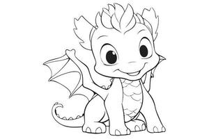 dragon coloration page pour enfants, vecteur personnage illustration