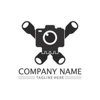 photographie appareil photo logo vecteur icône modèle de conception isolé sur fond noir