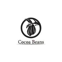 logo chocolat et icône de cacao et conception vectorielle noix et noix délicieuses vecteur