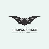 chauve souris logo animal et vecteur, ailes, noir, halloween, vampire, gothique, illustration, conception icône chauve-souris vecteur