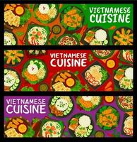 vietnamien cuisine nourriture horizontal vecteur bannières