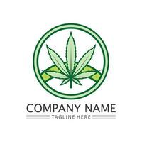 logo de cannabis et vecteur d'icône de feuille de marijuana