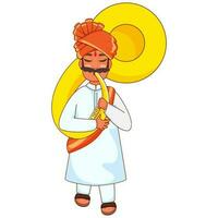 illustration de dessin animé Indien homme en jouant sousaphone. vecteur