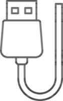 ligne art illustration de USB câble icône. vecteur