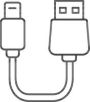 ligne art illustration de deux côté USB câble icône. vecteur