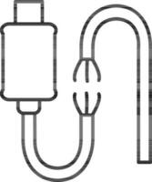 cassé USB câble Taille icône dans noir ligne art. vecteur