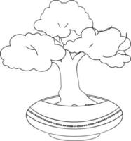 bonsaï arbre icône avec pot dans accident vasculaire cérébral. vecteur