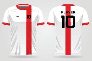 modèle de maillot de sport blanc rouge pour les uniformes d'équipe et la conception de t-shirt de football vecteur