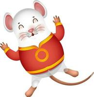 mignonne chinois rat dessin animé personnage dans dansant pose. vecteur