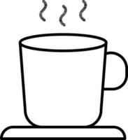 ligne art illustration de chaud café ou thé tasse sur assiette icône. vecteur