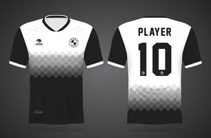 modèle de maillot de sport noir blanc pour les uniformes d'équipe et la conception de t-shirt de football vecteur