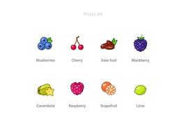 jeu d & # 39; icônes de fruits vecteur