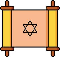 juif torah icône dans Jaune et lumière Orange couleur. vecteur