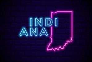 indiana nous état lumineux néon signe illustration vectorielle réaliste mur de brique bleue lueur vecteur