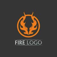 logo et icône de feu, énergie de conception d'illustration de flamme de vecteur d'élément enflammé chaud, chaud, avertissement, signe de cuisson, logo, icône, lumière, chaleur de puissance