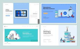modèles de conception de pages Web de vidéoconférence et d'éducation en ligne vecteur