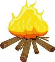 feu brûlant sur bois de chauffage. vecteur