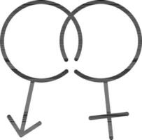 Masculin et femelle signe ou symbole dans ligne art. vecteur