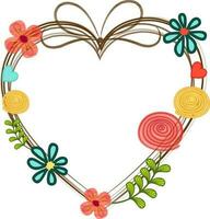 Créatif cœur avec fleurs décoration. vecteur