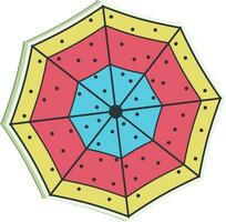 Haut vue de coloré parapluie sur blanc Contexte. vecteur