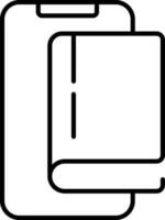 mince ligne art illustration de livre sur téléphone intelligent icône. vecteur