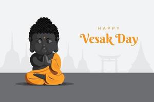 bébé moine méditation pose bonne journée vesak vecteur