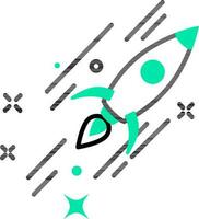 mouche fusée icône dans vert et noir couleur. vecteur