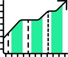 plat style croissance La Flèche avec bar graphique graphique icône. vecteur