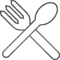 fourchette et cuillère icône dans mince ligne art. vecteur