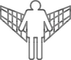 ligne art illustration de homme avec ailes icône. vecteur