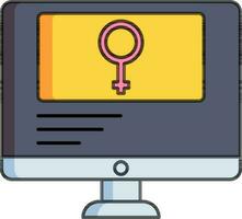 femelle le sexe symbole sur bureau écran icône dans plat style. vecteur