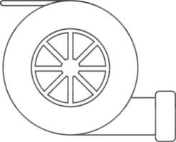 plat style turbocompresseur dans noir ligne art. vecteur