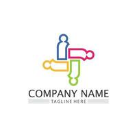 logo de personnes, équipe, succès, travail de personnes, groupe et communauté, vecteur de logo d'entreprise et d'entreprise et soins de conception, icône de la famille logo de réussite