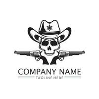 modèle de conception de vecteur icône logo chapeau de cowboy