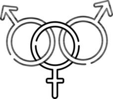 bisexuel le sexe signe ou symbole. vecteur