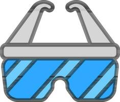 plat style des lunettes de protection icône dans gris et bleu couleur. vecteur