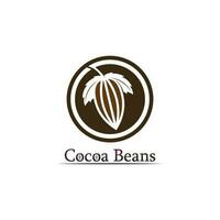 logo chocolat et icône de cacao et conception vectorielle noix et noix délicieuses vecteur