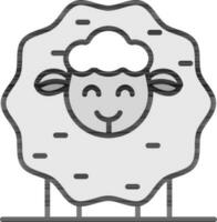 dessin animé mouton icône dans gris et blanc couleur. vecteur